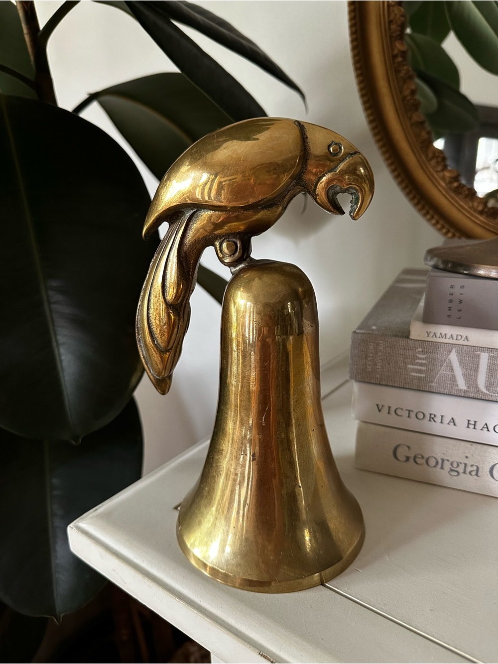RARE Vintage Solid Brass Dolbi Cashier Bell with Parrot Handle